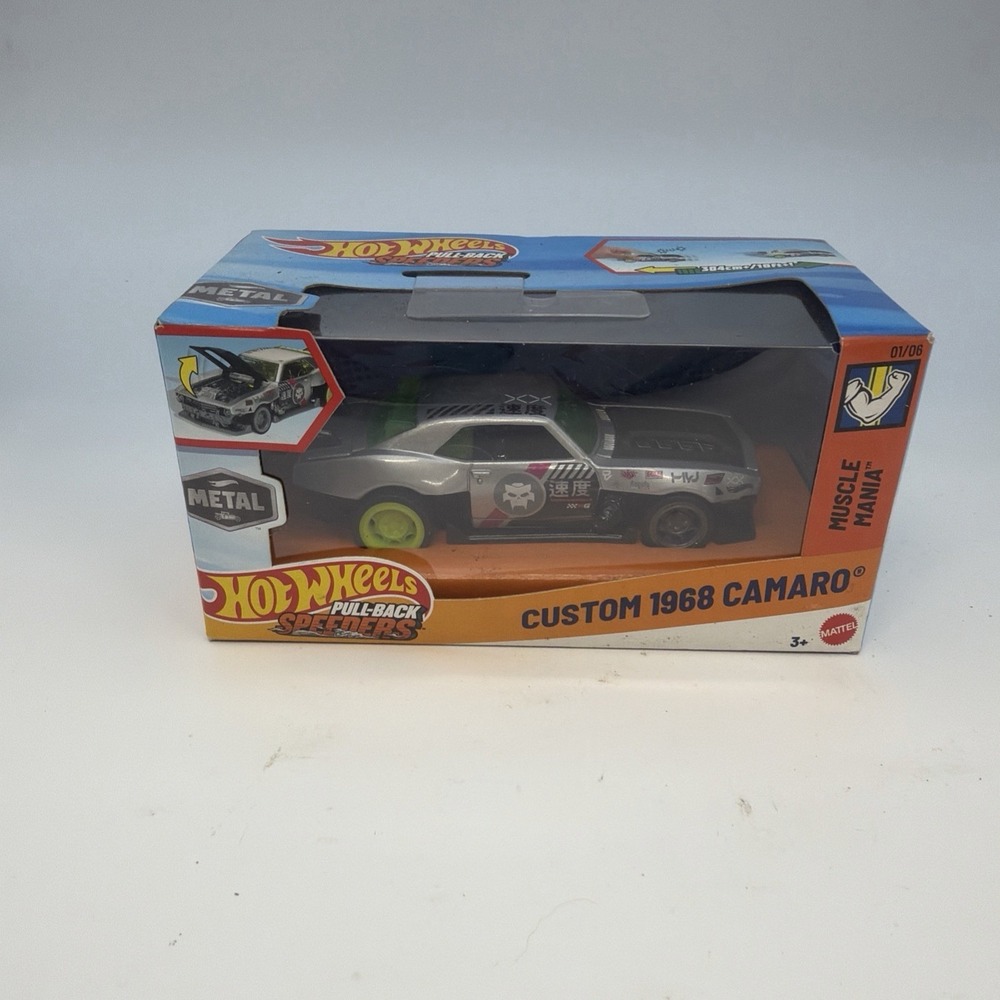2025 Hot Wheels Pull Back Speeders Custom 1968 Camaro Metal Muscle Mania Mattel